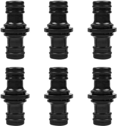 Dailygoods- Slangkoppeling 6 Stuks - Dubbele Slangaansluitingen - 1/2 Inch - Lekvrij - Kunststof - Voor Tuin- en Huisslang - Slangconnector