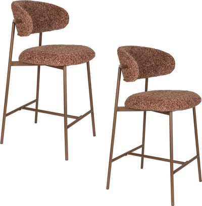 Housecraft Living Claes Barkrukken rugleuning 65 cm Gemêleerd Terra/ Rood - Set van 2