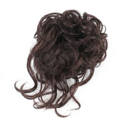 Olijfbruine haar scrunchie met krullen – synthetische haarstuk knot – elastische haar bun extension – natuurlijk ogende opsteek haar accessoire voor dames
