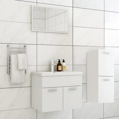 vidaXL - Badkamermeubelset - bewerkt - hout - wit
