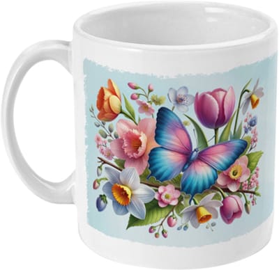 Mok | Bloemen - Vlinder | 325ml