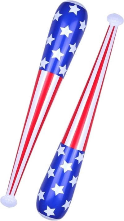 2x stuks opblaasbare USA knuppel 85 cm - Honkbalknuppel Amerikaanse vlag - Verkleed thema
