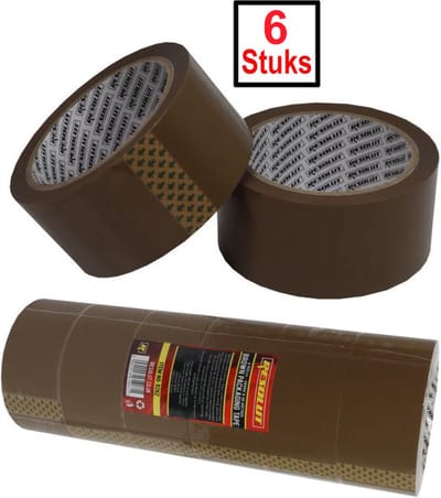 Bruine verpakkingstape / inpak tape 48 mm X 66 meter (6 rollen)