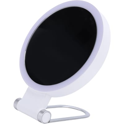Miroir de Voyage Magnifiant LED Double Face Portatif avec Grossissement 1X 10X et 3 Modes de Lumière Colorée black