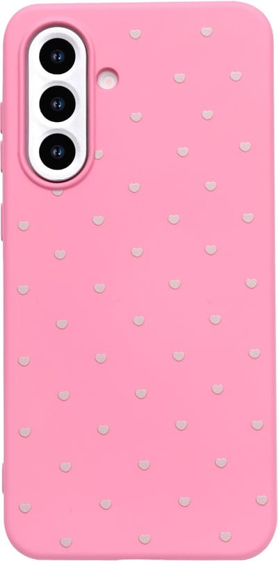 Hoesje Geschikt voor Samsung Galaxy A26 - Neon Roze - Casemania Stevige Siliconen Back Cover met Hartjes Print