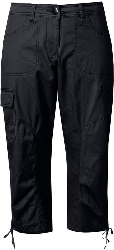 Ulla Popken - Dames - 7/8-cargohose comfortabele tailleband - Zwart - Maat 46