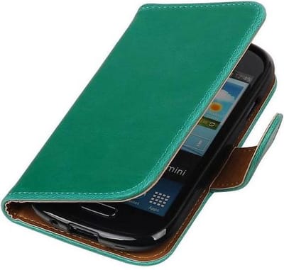 Zakelijke Book Case Telefoonhoesje Geschikt voor de Samsung Galaxy S3 Mini - Portemonnee Hoesje - Pasjeshouder Wallet Case - Groen