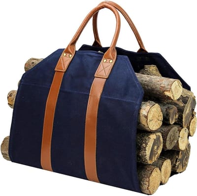 Brandhoutzak - Houtdrager Tas - Buitenhaard Accessoire - Met Deksel - Grote Capaciteit - Bruin