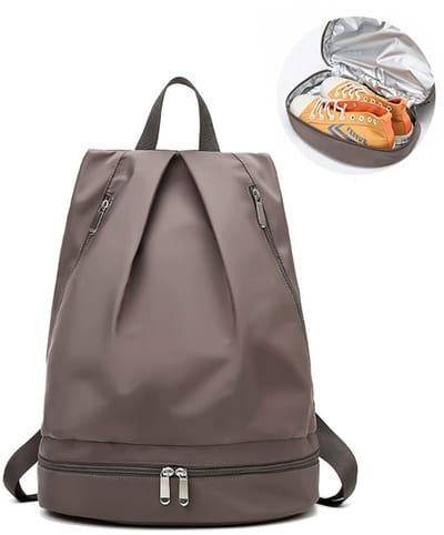 Gymtas Dames Sportrugpak Zwemtas Waterdicht Opvouwbaar Met Schoenencompartiment en Nat Vak Voor Zwemmen Yoga Reizen Khaki