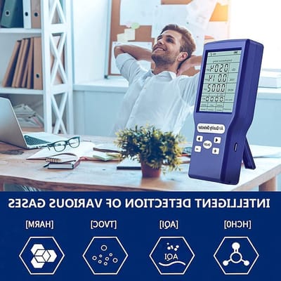 Luchtkwaliteit Monitor - Airgas Detector - Gezondheid Bewaken - Multifunctionele Meting - 136x65x25mm - Zwart