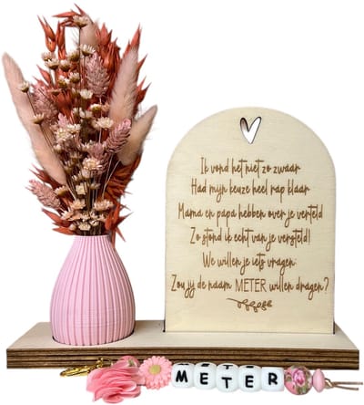 Geschenkbox Wil jij mijn METER zijn? | ROZE | VAASJE | keuze rap klaar | liefste meter | meter vragen | meter worden | peettante vragen | peettante worden | cadeau | geschenkdoos | giftbox