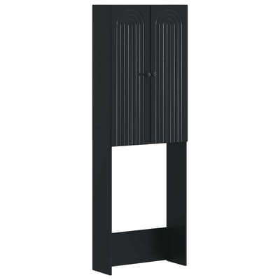 vidaXL - Toiletkast - ALKMAAR - Zwart - 66 - x - 25,5 - x - 190 - cm - Bewerkt - hout