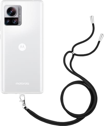Just in Case hoesje met koord geschikt voor Motorola Edge 30 Ultra Hoesje met Koord - Flexibele Case - Transparant