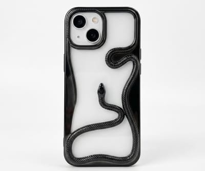 Zwart slang design telefoon hoesje geschikt voor iPhone 13 dames en heren met 3D reliëf slang detail, zachte TPU backcover met electroplating rand en effen kleur afwerking