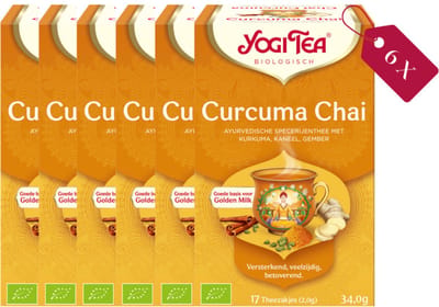 Yogi Tea Curcuma Chai - Biologische Kruidenthee met Kurkuma, Kaneel en Gember voor een Krachtige en Verwarmende Smaak - Tray van 6 Stuks
