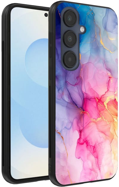 Smartphonica Telefoonhoesje Geschikt voor Samsung Galaxy S25 met marmer opdruk - TPU backcover case marble design - Regenboog geschikt voor Samsung Galaxy S25