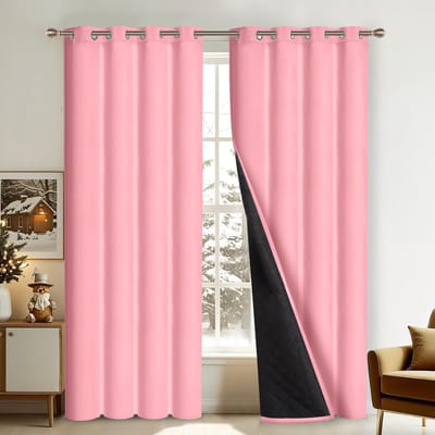 Qelus Verduisterende Gordijnen - Kant en Klaar Gordijn - Dikke Verduisterende Thermische Gordijnen - 2 Stuks Voor Een Lekker Warme & Stille Woonkamer/Slaapkamer- B132 X H244 cm (Roze)