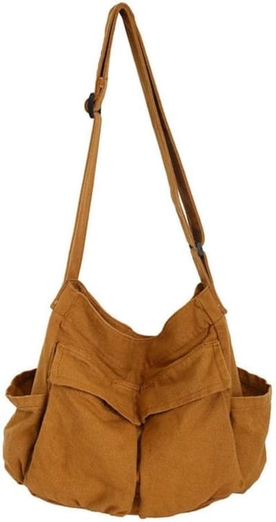Ruime Hobo Schoudertas van Canvas, Ideaal voor Reizen met Meerdere Vakjes en Casual Gebruik voor Dames en Heren