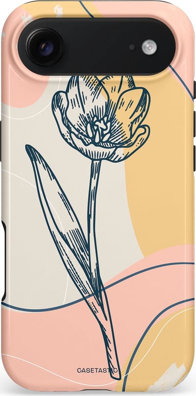 Casetastic hoesje geschikt voor Apple iPhone Air - MagSafe - Dubbellaagse bescherming - Lente tulp - Fashion Case - Perzik Beige Lichtgrijs
