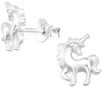 Joy|S - Zilveren eenhoorn oorbellen - 8 x 10 mm - elegante unicorn - massief