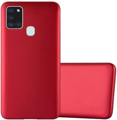 Cadorabo Hoesje geschikt voor Samsung Galaxy A21s in METALLIC ROOD - Beschermhoes gemaakt van flexibel TPU silicone Case Cover