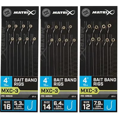 Matrix Onderlijn MXC-3 Bait Band Rigs 4” (10cm) Eyed - Barbless - Maat : Haak 14