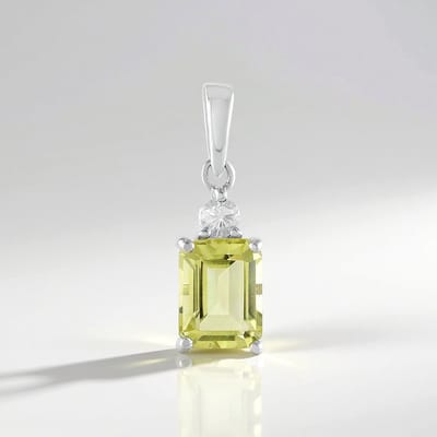 Cavill - Zilveren Hanger - 925 Sterling Zilver Geplatineerd - Ouro Verde Kwarts 1 535 ct & Tanzaniaanse Zirkoon 0 145 ct - Elegante Achthoek