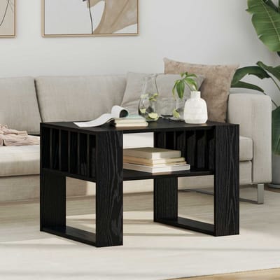 vidaXL - Salontafel - Zwart - Eiken - 66 - x - 49,5 - x - 45 - cm - Bewerkt - hout