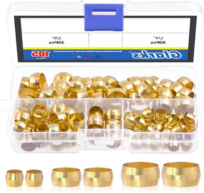 105 Stuks Messing Compressiehulzen en Ferrules voor Buizen - Assortiment met 1/4", 3/8" en 1/2" Maten voor Diverse Toepassingen