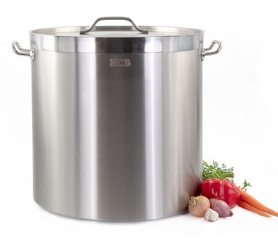 HCB® - Professionele Kookpan - 71 liter - Inductie - Gas - Electrisch - Grote RVS / INOX pan - Soeppan - Horeca pannen - Kookpot - Ø45 cm x H45 cm - 10.7 kg - 5445
