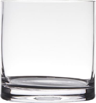 Hakbijl Glass Vaas - transparant - H15 x D15 cm - glas - cilinder vorm - vazen - bloemenvaas