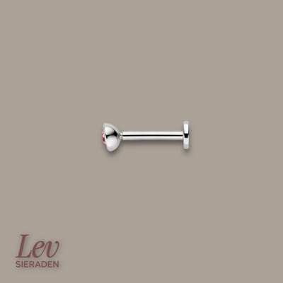 Lev Sieraden - 925 Zilveren labret piercing roze strass 3 mm bal - lippiercing - tragus piercing - Oor piercing - Helix - 925 Zilver Gerhodineerd