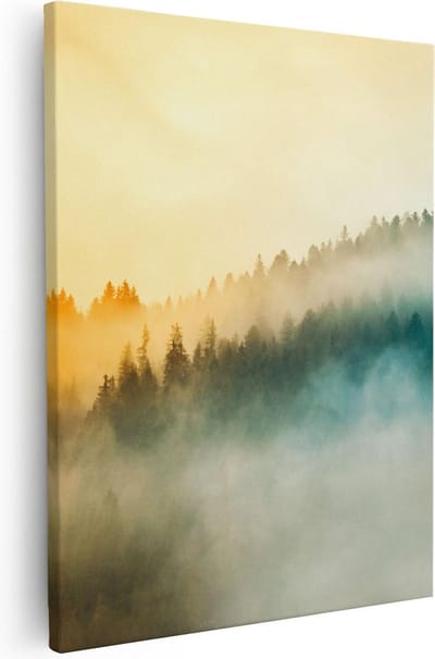 Artaza Canvas Schilderij Bos - 80x100 cm - Groot - Wanddecoratie Landschap - Muurdecoratie Bergen - Canvas Schilderijen Natuur