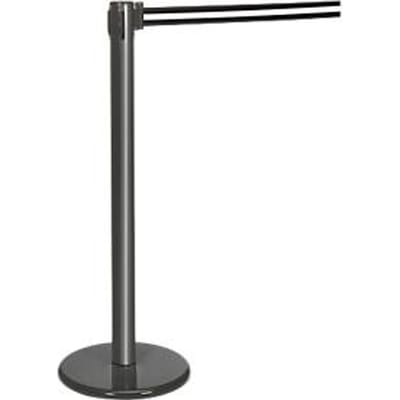 Afzetpaal met trekband antraciet, trekband zwart/wit