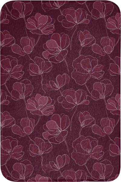 Badmat 60x90 cm - Antislip - Bloemen - Patroon - Bordeauxrood - Badmatten voor badkamer - Badkamermat - Douchemat - Badkamer mat