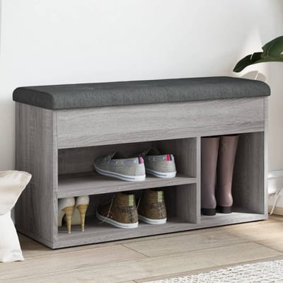 vidaXL - Schoenenbank - 82x32x45,5 - cm - bewerkt - hout - grijs - sonoma