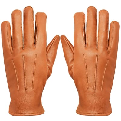 Heren leren bruine thermische handschoenen
