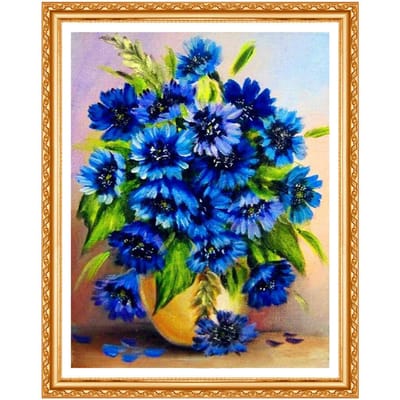 Aangekomen 5D Diamant Kruissteek Kristal ronde Diamant Sets Volledige Decoratie Doe-het-zelf Diamant Borduurwerk Bloem 20X30CM blue