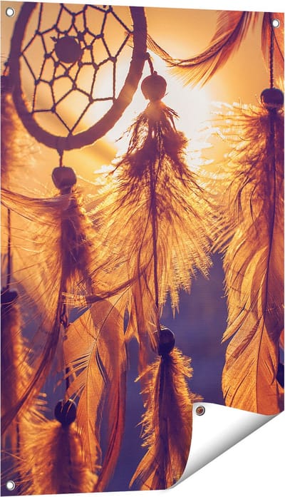 Gards Tuinposter Amulet van de Indianen - Symbool - Ketting - 60x90 cm - Tuindoek - Tuindecoratie - Wanddecoratie buiten - Tuinschilderij