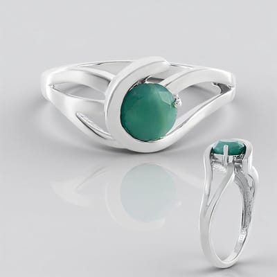 Cavill - elegante zilveren ring 925 sterling platina - Grandidieriet 1,494 ct - moderne ring met groene edelsteen, bezel-zetting, handgemaakt