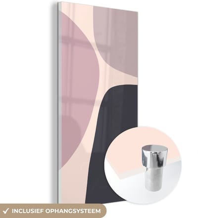 MuchoWow® Glasschilderij 60x120 cm - Schilderij acrylglas - Pastel - Design - Minimalisme - Foto op glas - Schilderijen