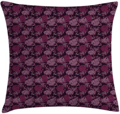 ABAKUHAUS Bloemenkussenhoes – Palmblaadjes – 40x40 cm – donker maroon & multicolor