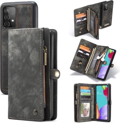 CASEME Luxe Leren Portemonnee hoesje voor de Samsung Galaxy A52 / A52s - zwart