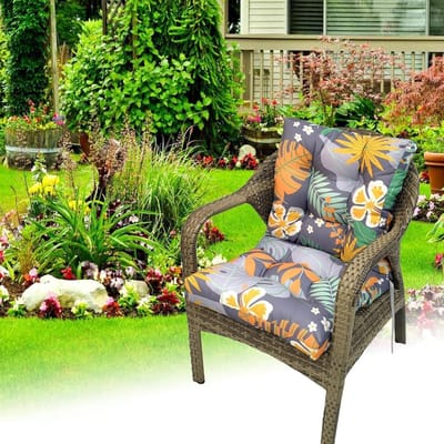 Buitenkussens Stoelen - Tuinkussens Rotan - Comfort Verhoging - UV-bestendig Waterafstotend - 106x53x10 cm - Bloemenpatroon
