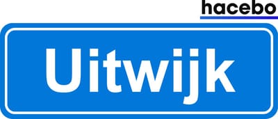Hacebo - Plaatsnaam Sticker - 29x10 CM - Uitwijk sticker - Verkeersborden sticker - grappige cadeaus - Uitwijk