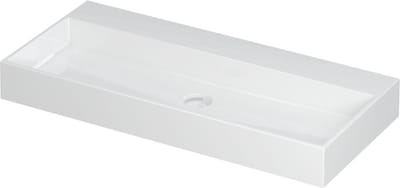 INK United wastafel porselein zonder kraangat inclusief porseleinen click plug en verborgen overloop systeem 100x45x11cm, glans wit