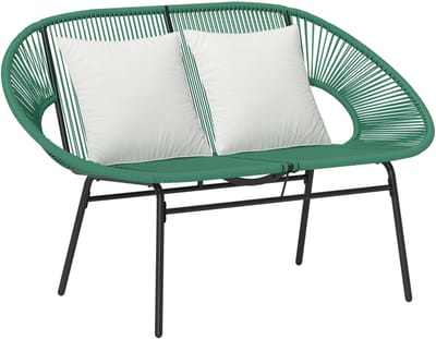 Outsunny-Rotan vrijetijdsstoel-Staal-132x72x83cm-Donkergroen