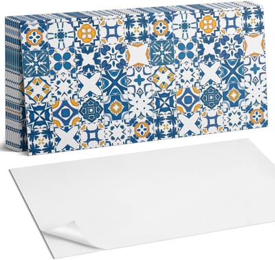 Coloray Plaktegels - Mozaïekpatronen in de lay-out Zelfklevende Wandtegels - 40 cm x 20 cm - Blauw Plaktegels - 10 stuks - Rechthoek PVC Tegels - Plaktegels Badkamer - Vloertegels Zelfklevend - Vinyl Tegels Zelfklevend - Portugese Tegels