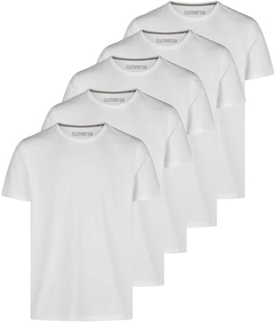 riverso Heren T-Shirt RIVDean 5 Pack regular fit Wit S Ronde Hals Volwassenen - gemaakt van 100% katoen