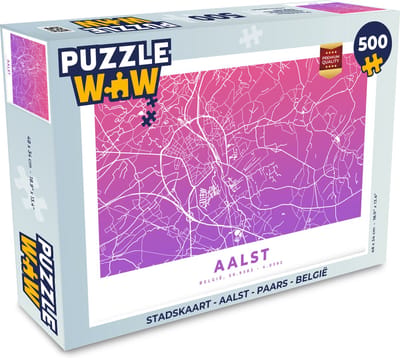 Puzzel Stadskaart - Aalst - Paars - België - Legpuzzel - Puzzel 500 stukjes - Plattegrond